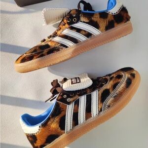 Women's Adidas x Wales Bonner Samba Leopard Print Pony Sneakers